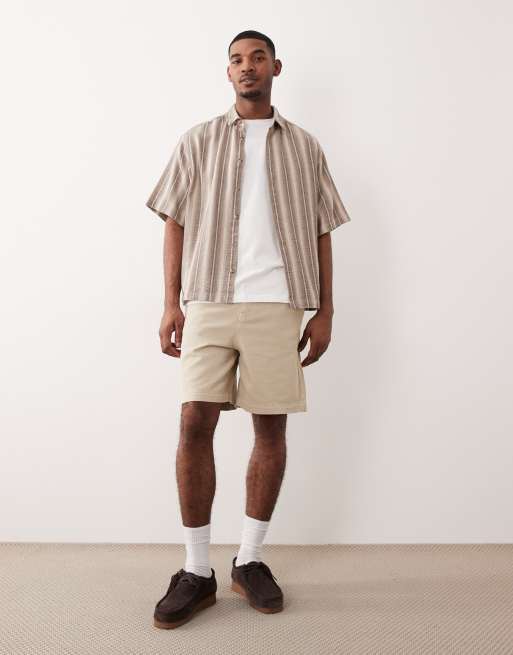 ASOS DESIGN mid length jorts in stone twill