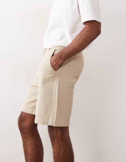 ASOS DESIGN mid length jorts in stone twill, 3 of 5