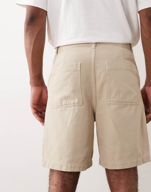ASOS DESIGN mid length jorts in stone twill