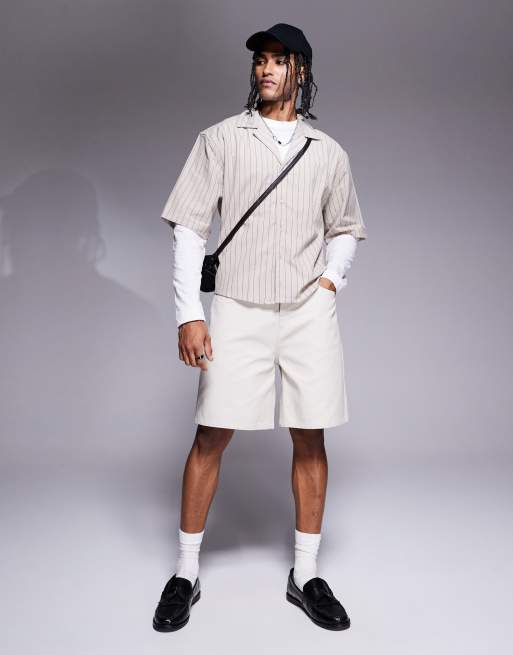ASOS DESIGN mid length jorts in stone