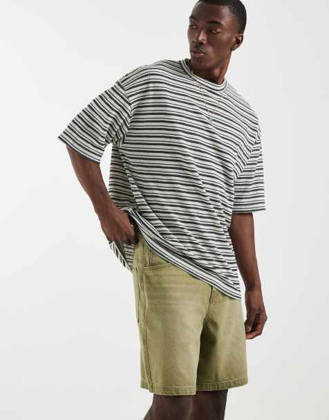 ASOS DESIGN mid length jorts in washed green - view 1