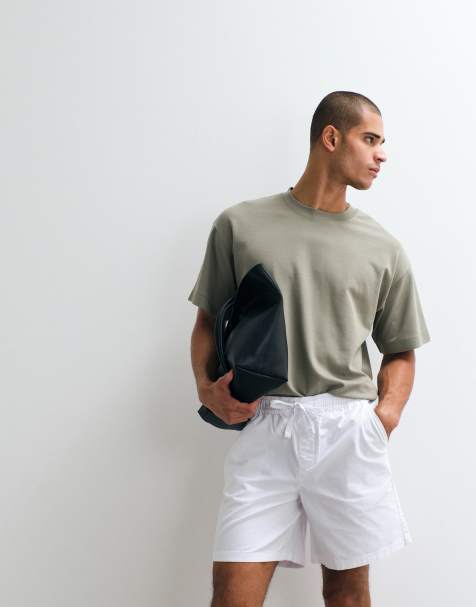 ASOS DESIGN mid length linen blend shorts in white - view 1