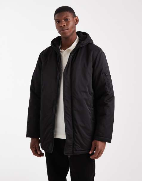 ASOS DESIGN mid length parka in black - view 1