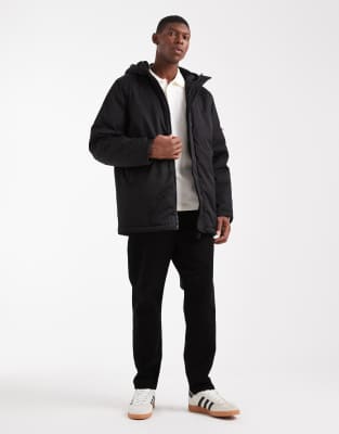 Asos Design Mid Length Parka In Black