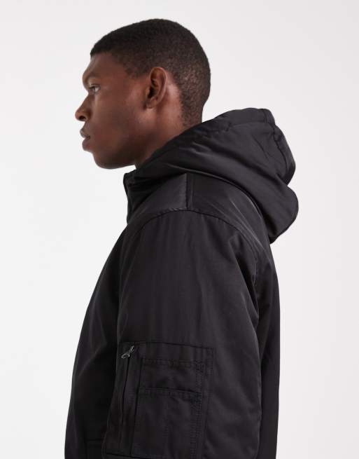 ASOS DESIGN mid length parka in black, 4 of 5