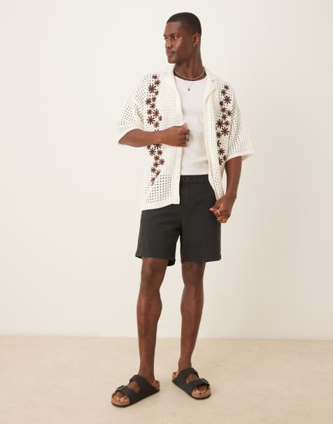 ASOS DESIGN mid length pull on chino short in black - view 1