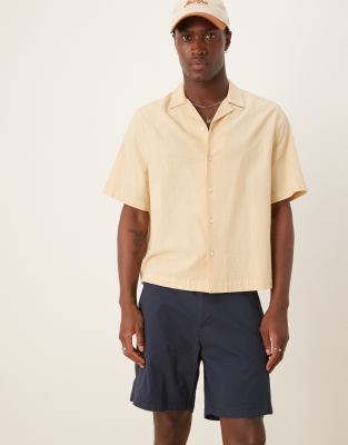 ASOS DESIGN mid length pull on chino short in navy