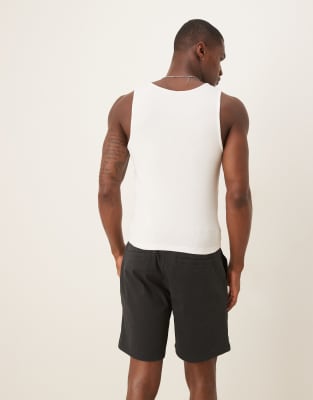 ASOS DESIGN mid length pull on chino shorts in black