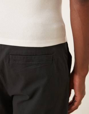ASOS DESIGN mid length pull on chino shorts in black