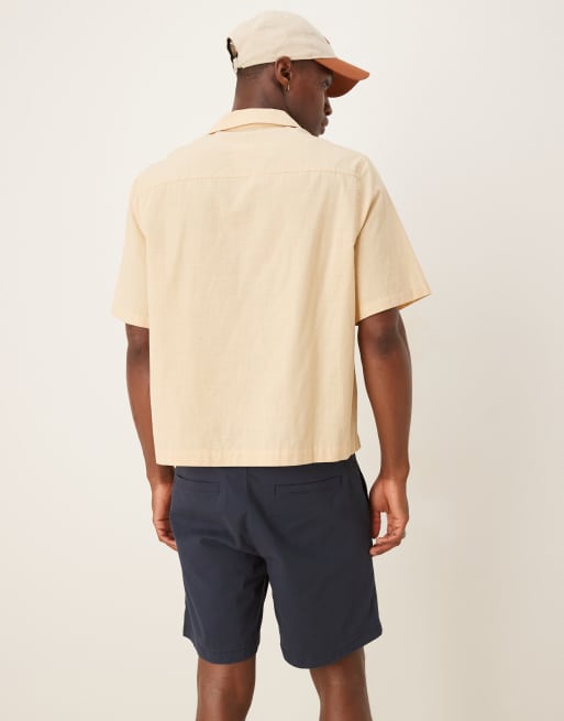 ASOS DESIGN mid length pull-on chino shorts in navy, 2 of 5