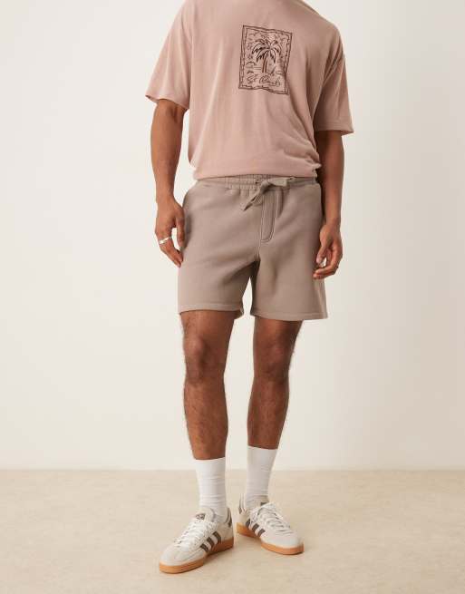 ASOS DESIGN mid-length shorts in beige 