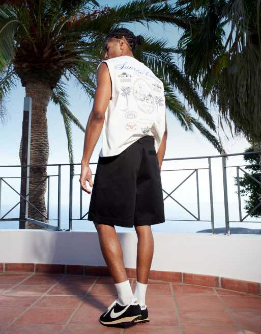 ASOS DESIGN mid length shorts in black, 2 of 5