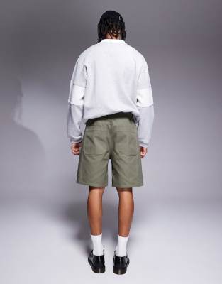 Asos Design Mid Length Shorts In Green