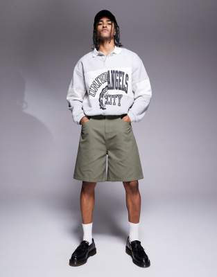 ASOS DESIGN mid length shorts in khaki - view 1