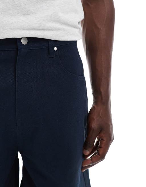 ASOS DESIGN mid length shorts in navy, 5 of 5