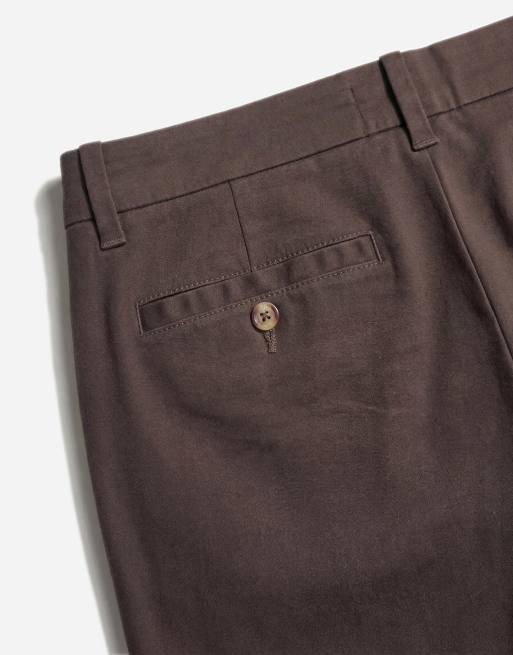 ASOS DESIGN mid length skinny fit chino shorts in brown, 8 of 12