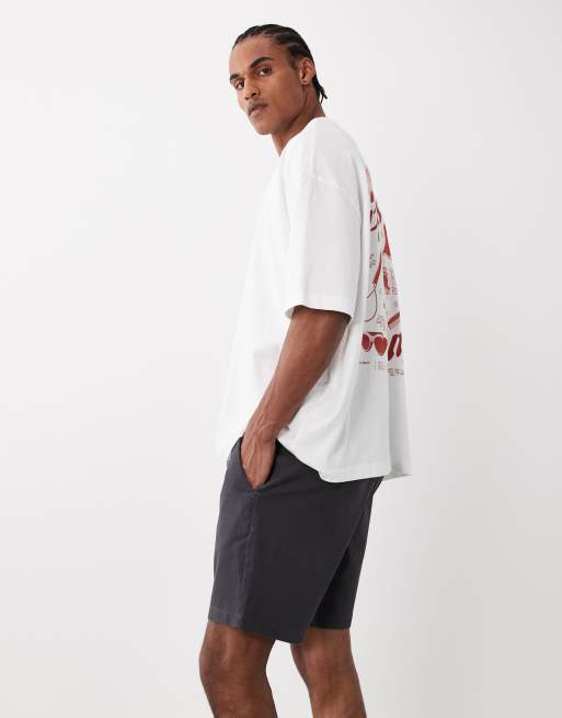 ASOS DESIGN mid length skinny fit chino shorts in charcoal, 3 of 5