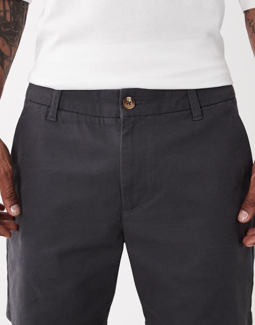ASOS DESIGN mid length skinny fit chino shorts in charcoal, 5 of 5