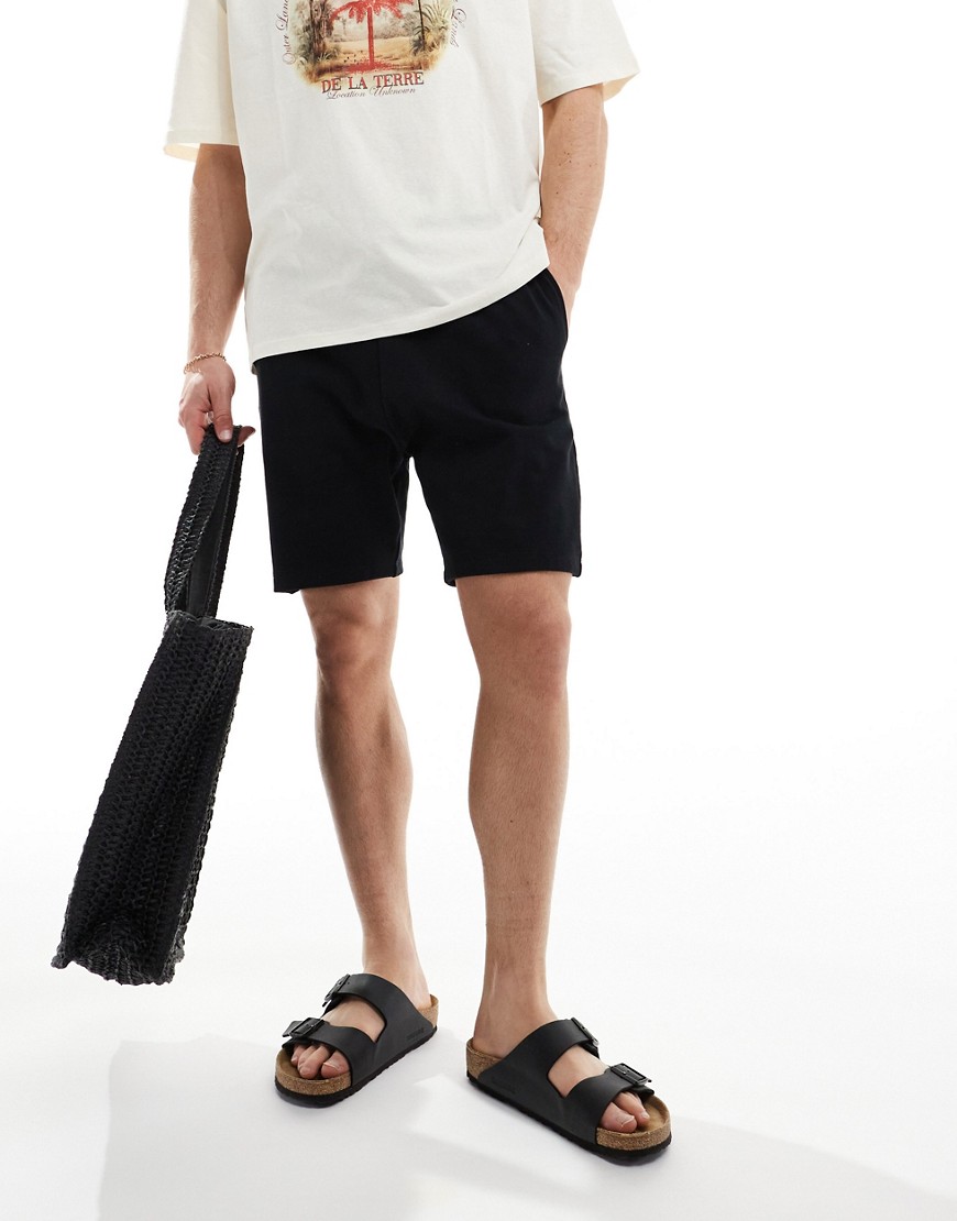 mid length skinny shorts in black
