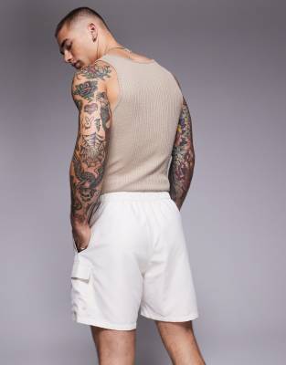 Asos Design Mid Length Swim Shorts With Cargo Pockets