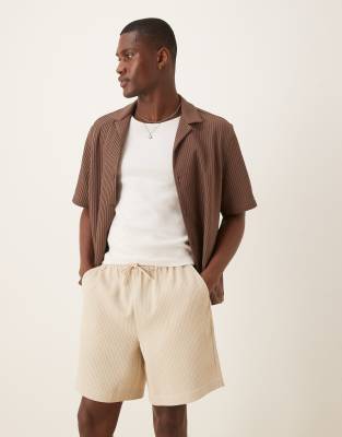 Asos Design Mid Length Waffle Shorts In White
