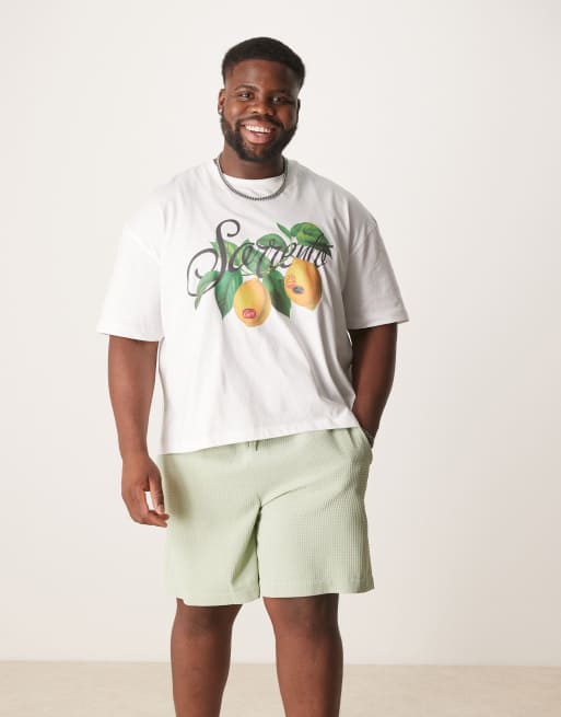 ASOS DESIGN mid length waffle shorts in green, 2 of 5
