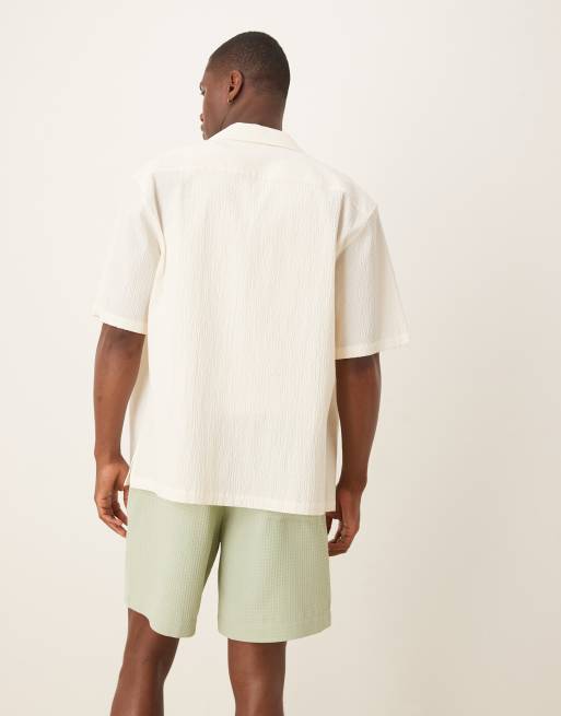 ASOS DESIGN mid length waffle shorts in green, 4 of 5