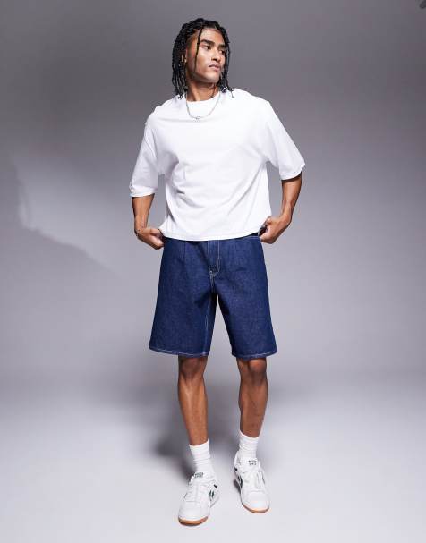 ASOS DESIGN mid length wide denim shorts with tie front in raw wash - view 1