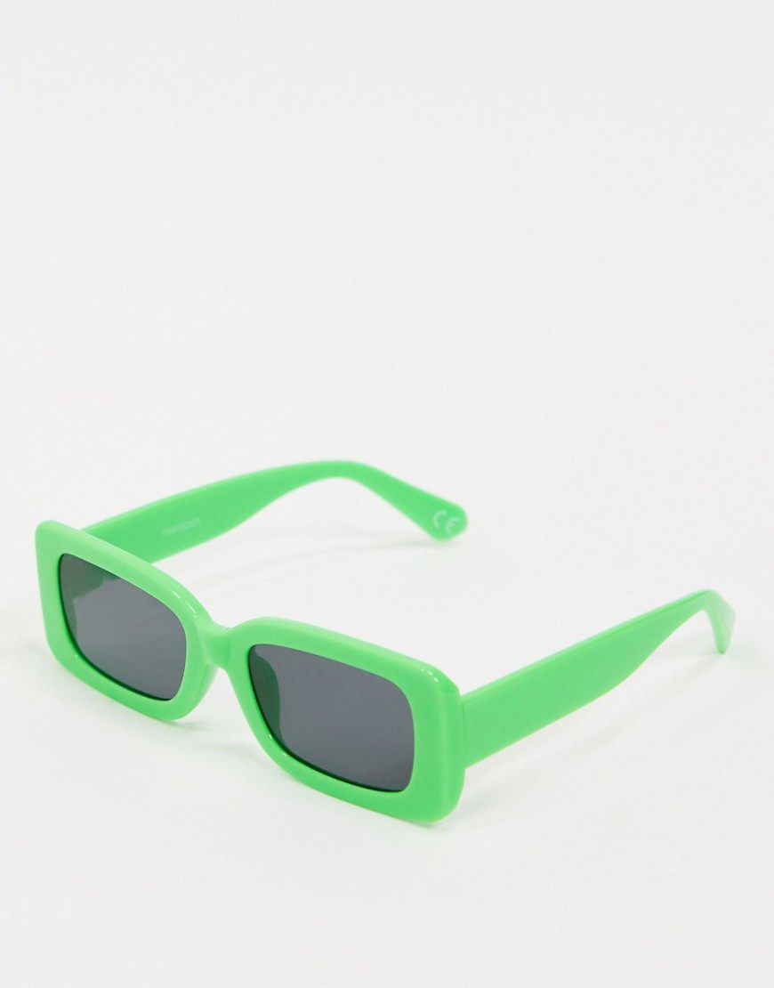 ASOS DESIGN mid rectangle sunglasses in bright green