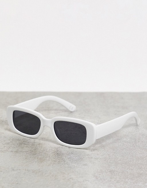 ASOS DESIGN mid rectangle sunglasses in white with black lens