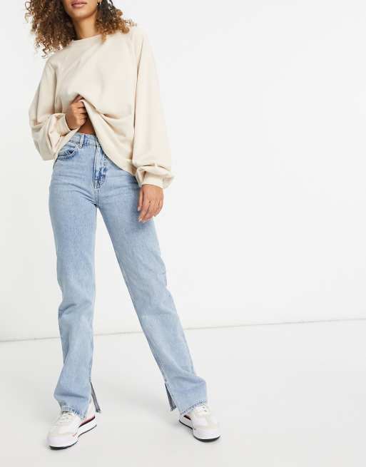 Straight leg split store jeans