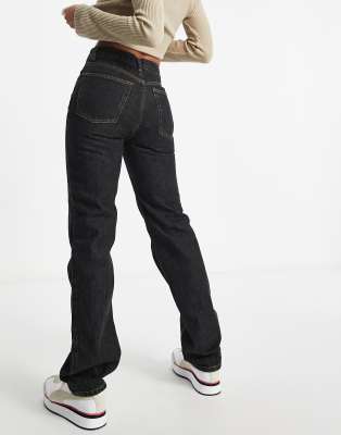 mid rise straight leg jeans black