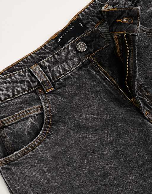 ASOS DESIGN mid rise baggy boyfriend jeans in dark gray, 3 of 5