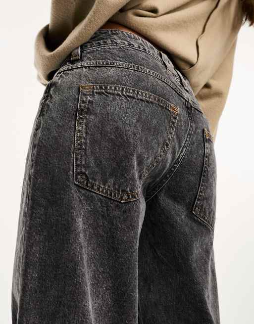 ASOS DESIGN mid rise baggy boyfriend jeans in dark gray, 5 of 5