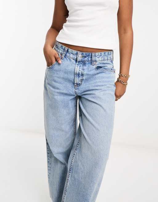 ASOS DESIGN mid rise baggy boyfriend jeans in light blue ASOS