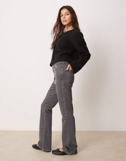 ASOS DESIGN mid rise bootcut flare jeans with comfort stretch in gray