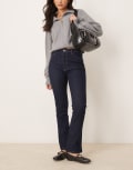 [ASOS DESIGN] ASOS DESIGN mid rise bootcut flare jeans with comfort stretch in grey-Navy 14 Indigo