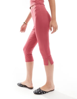 Asos Design Mid Rise Capri Leggings In Pink