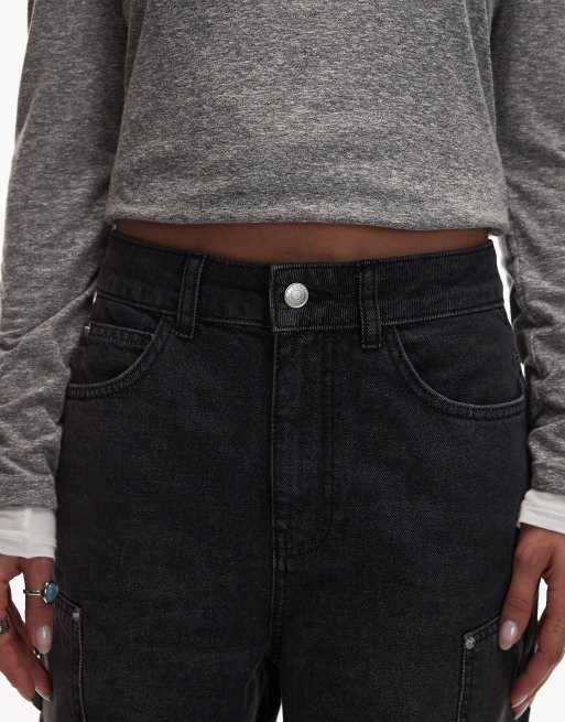 ASOS DESIGN mid rise carpenter jeans in washed black, 5 of 5