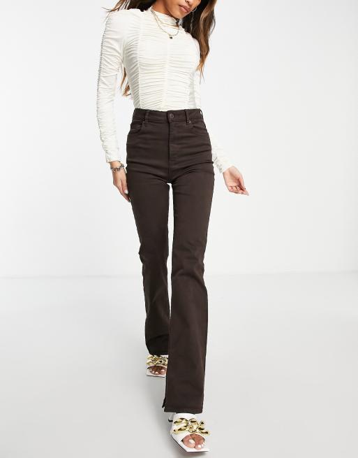 ASOS DESIGN mid rise flare jeans in chocolate