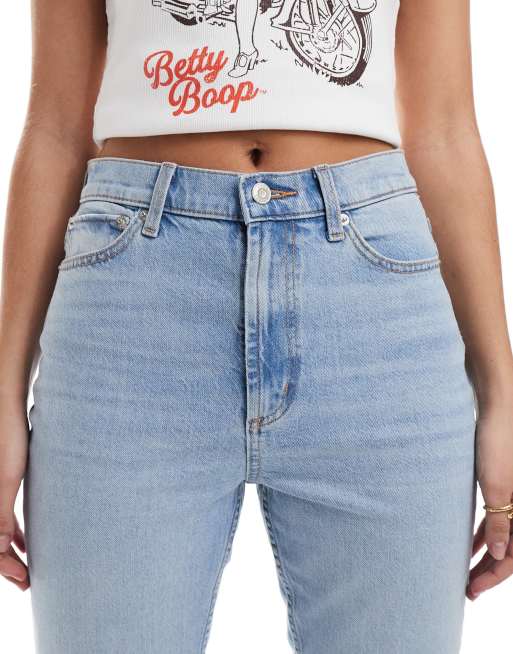 ASOS DESIGN mid rise flare jeans in pale wash