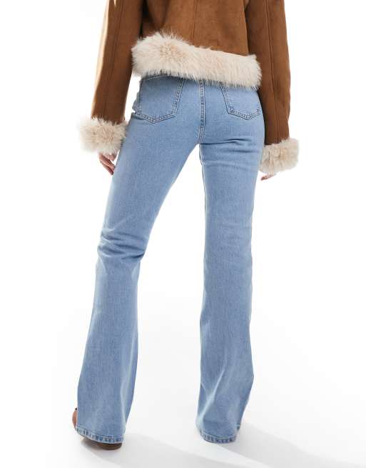 ASOS DESIGN mid rise flare jeans in pale wash
