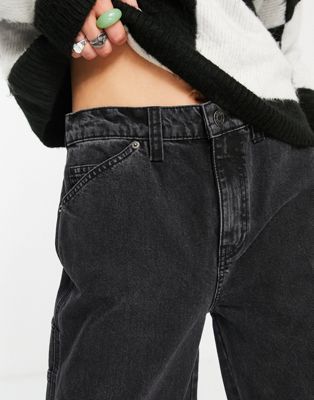 ASOS DESIGN mid rise oversized 'skater' jeans in black | ASOS