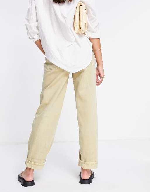ASOS DESIGN mid rise oversized 'skater' jeans in stone, 2 of 4