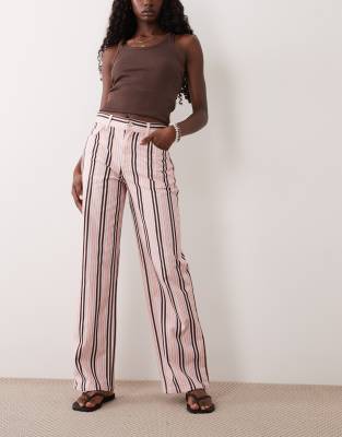 Облегающие джинсы ASOS DESIGN средней посадки в розовую полоску muti stripe