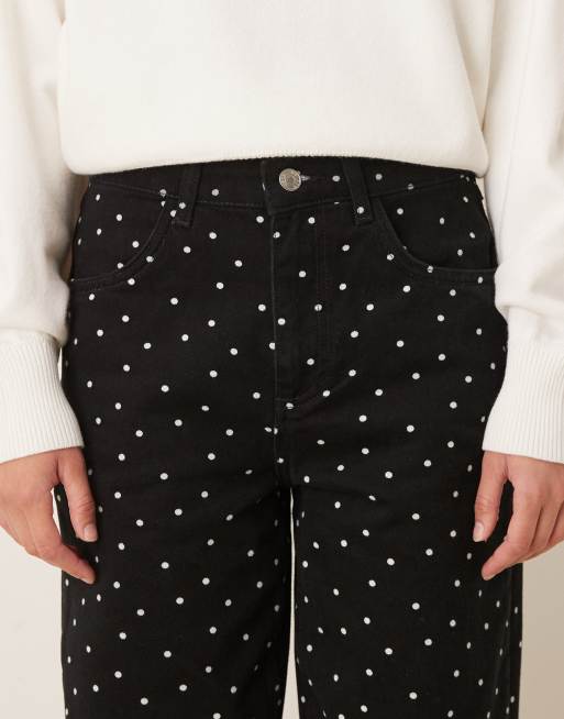 ASOS DESIGN mid rise slim leg pants in polka dot