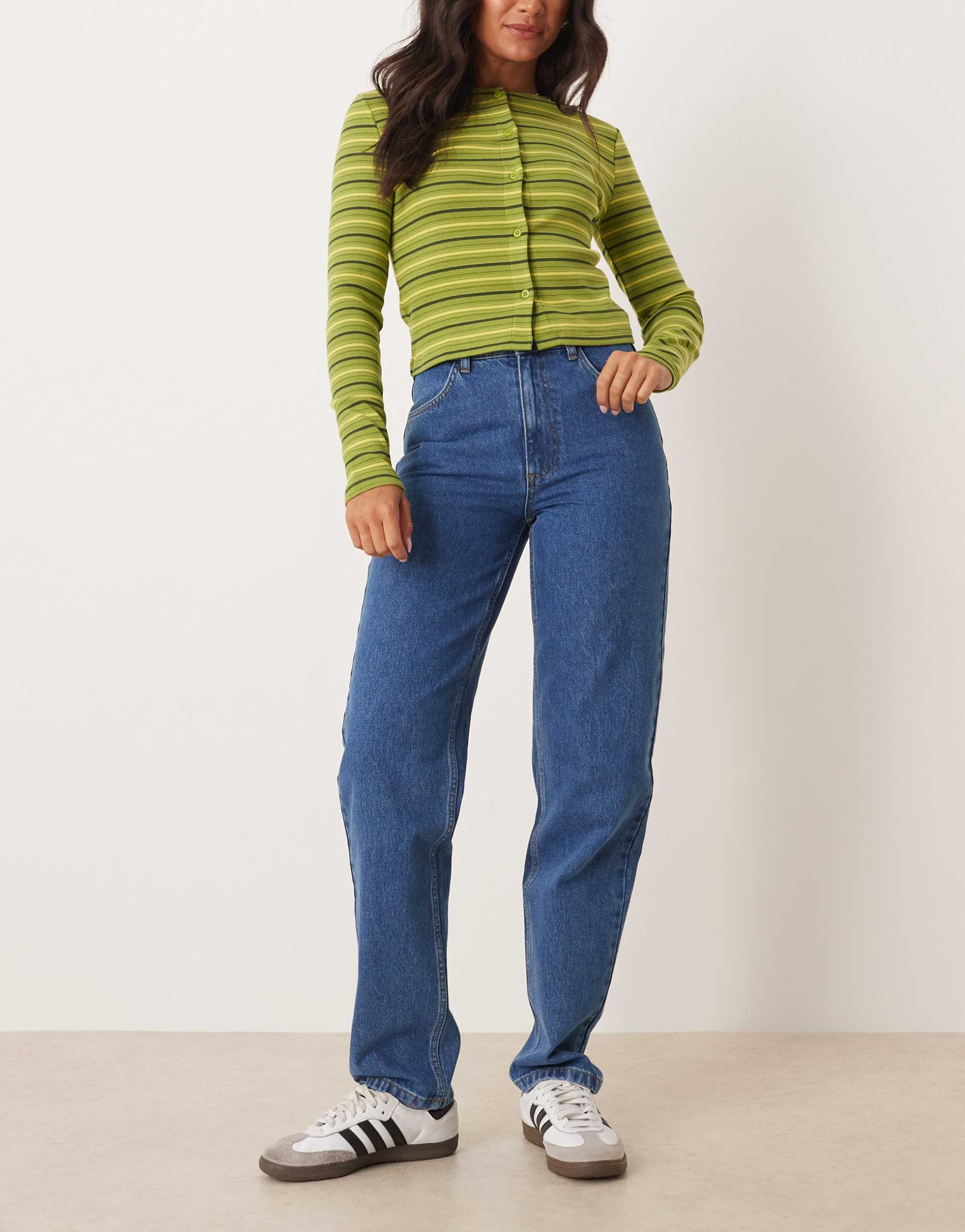 asos design mid rise slim straight leg jeans with comfort stretch