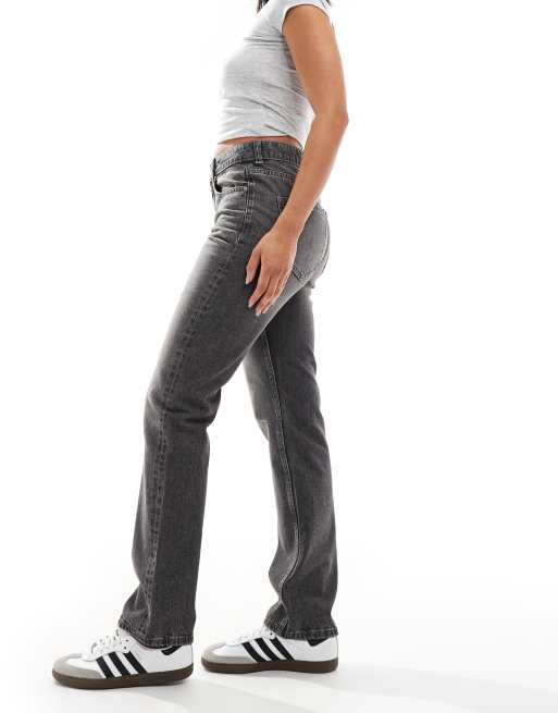 ASOS DESIGN mid rise straight jeans in gray