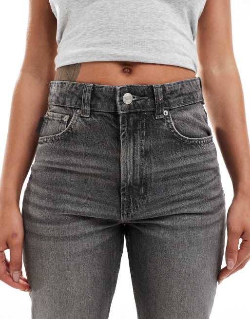 ASOS DESIGN mid rise straight jeans in grey | ASOS