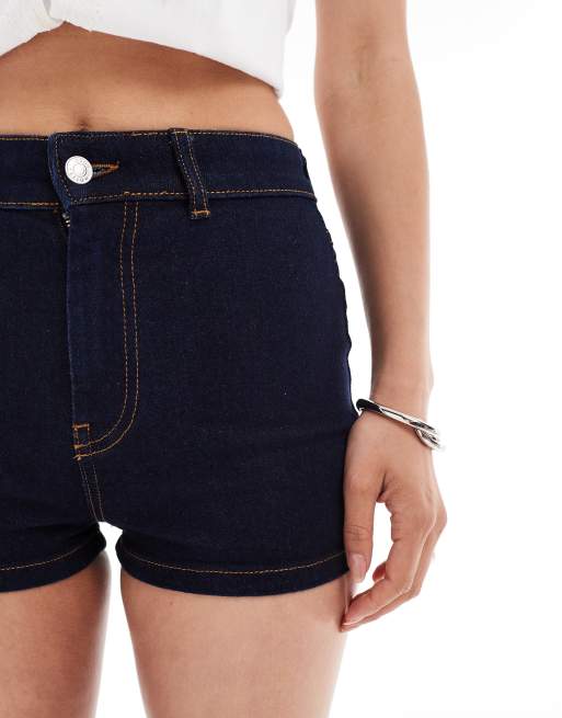 ASOS DESIGN mid rise stretch denim micro short in indigo, 2 of 5